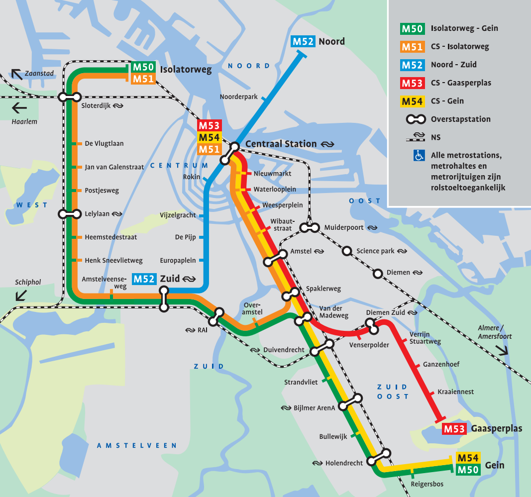 Kart over undergrunnen i Amsterdam